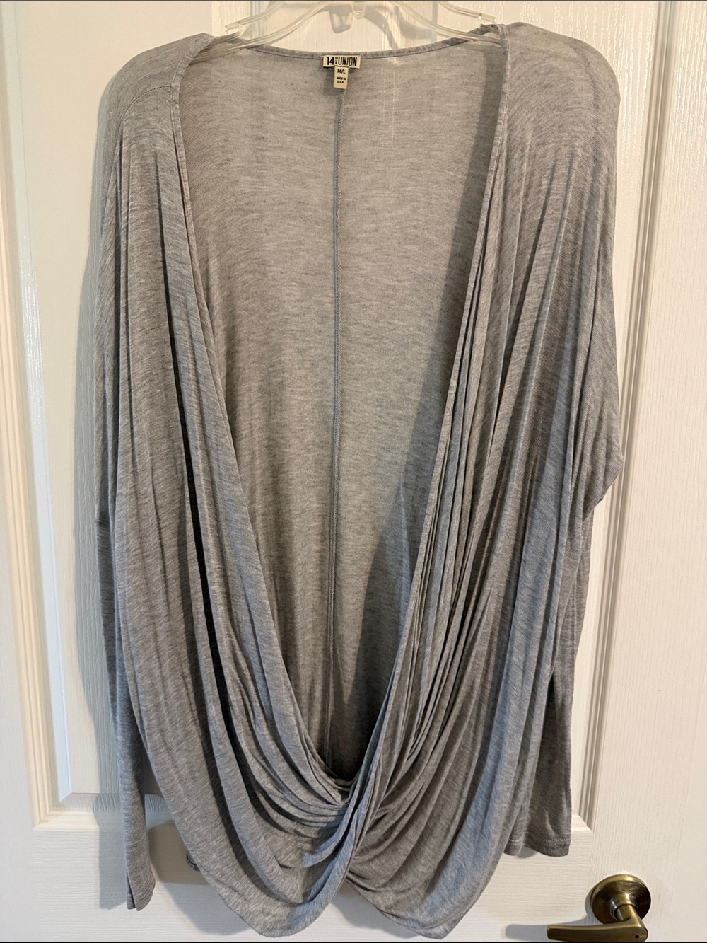 14th & Union Light Gray Draped Open-Front Cardigan